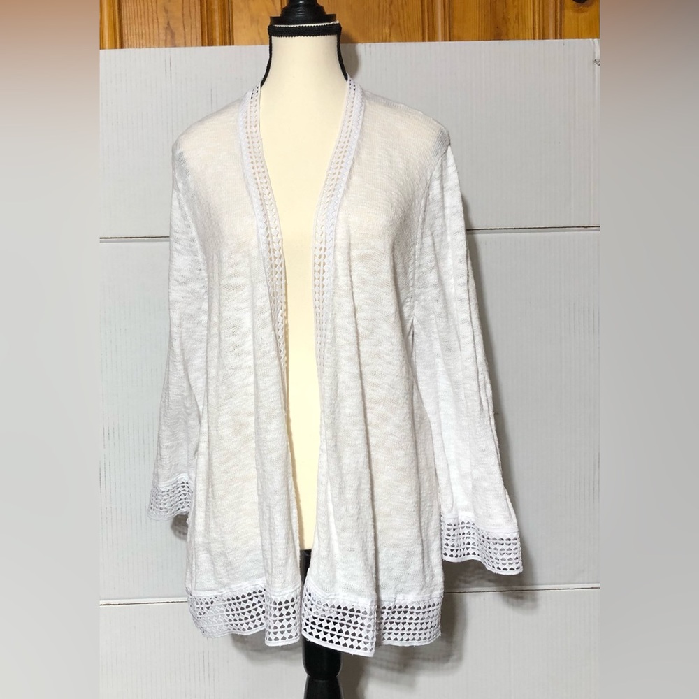 JM Collection women’s XL CROCHET TRIMMED CARDIGAN